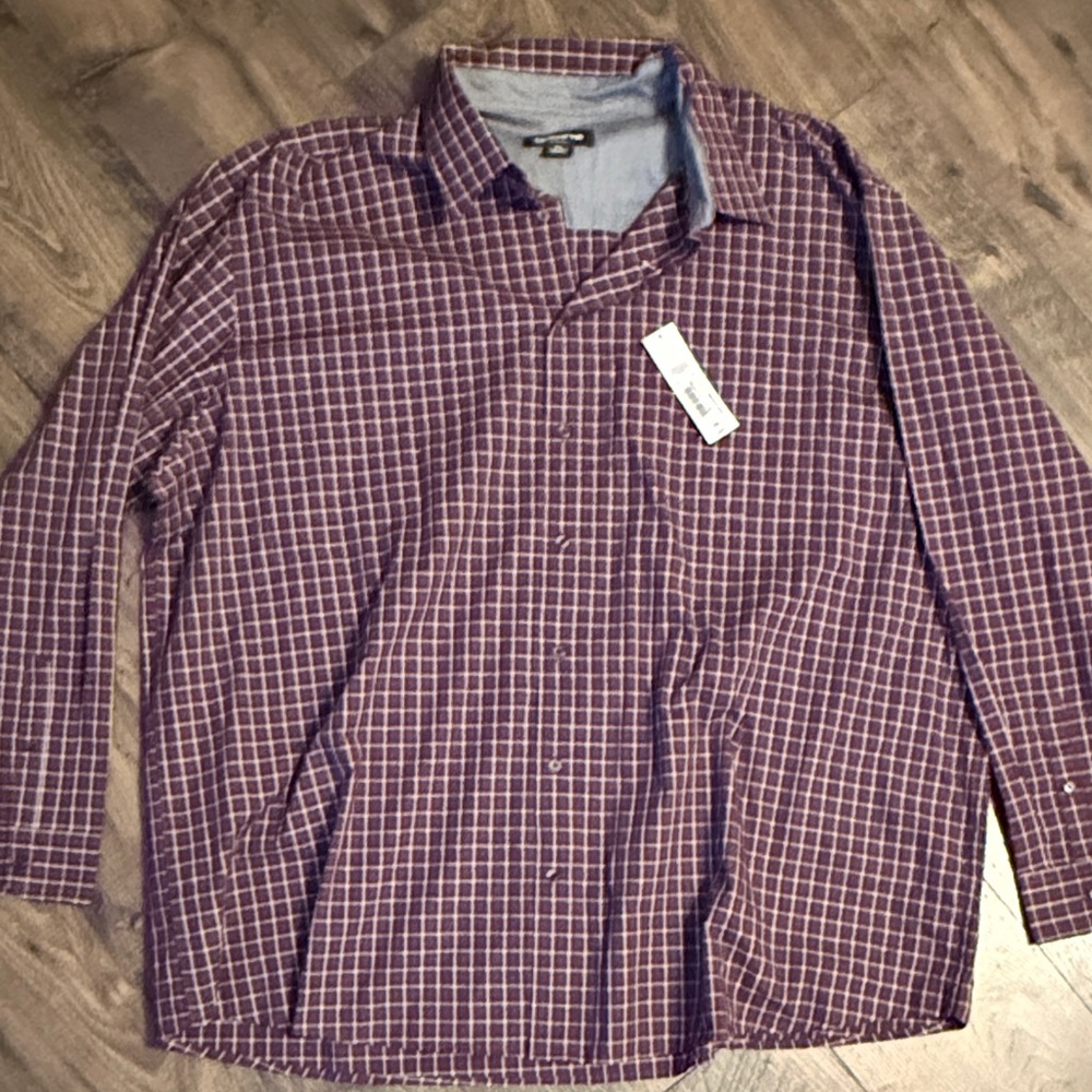 Claiborne Purple Plaid Dress Shirt